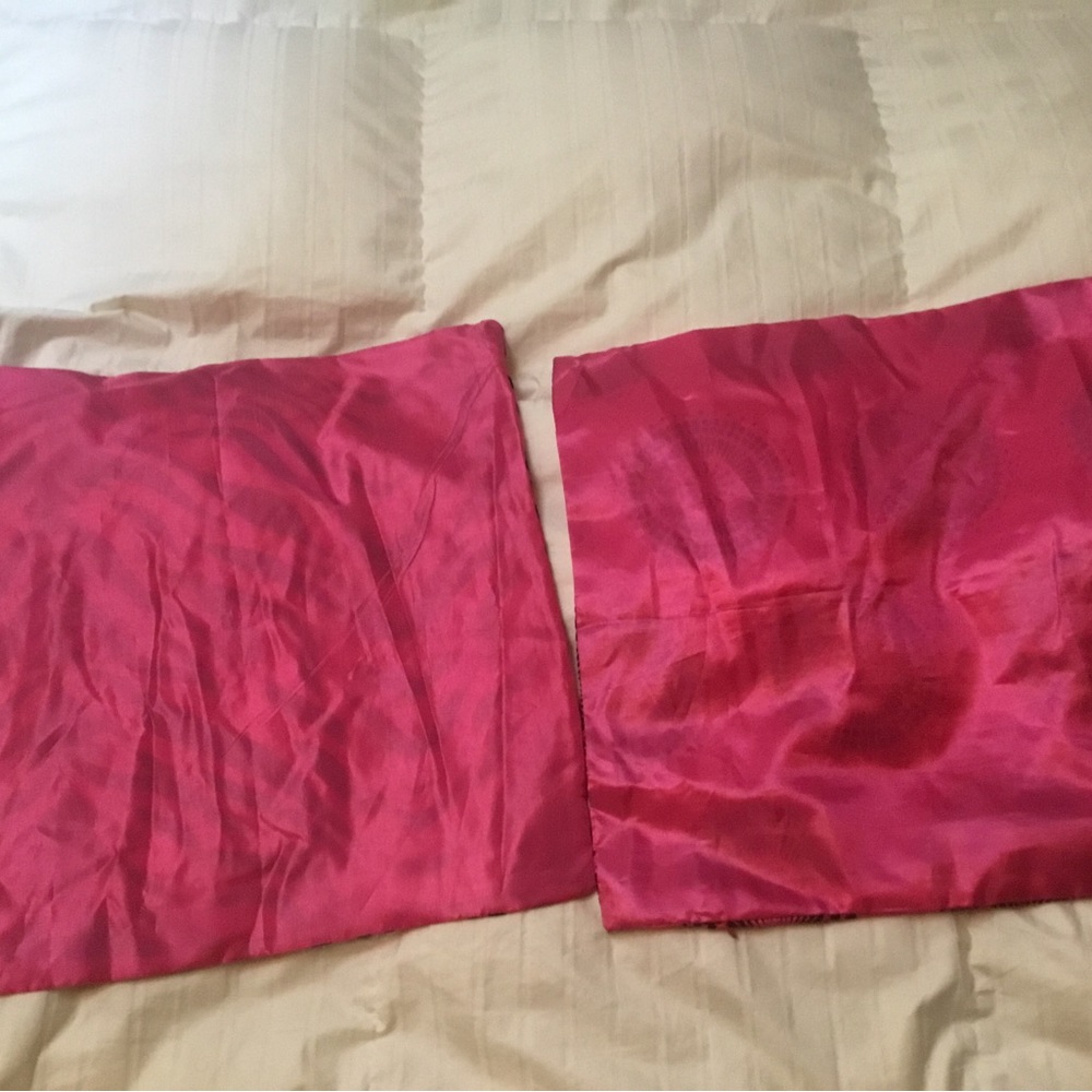 Two pink/patterned couch pillow cases. - Picture 2 of 4